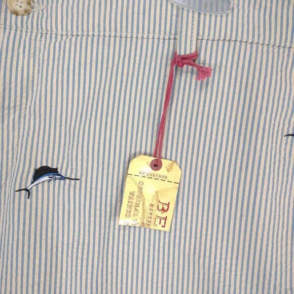 Berle Mfg Co Women's 16 Sailfish Embroidered Seersucker Shorts Vintage Stonewash - Picture 3 of 6